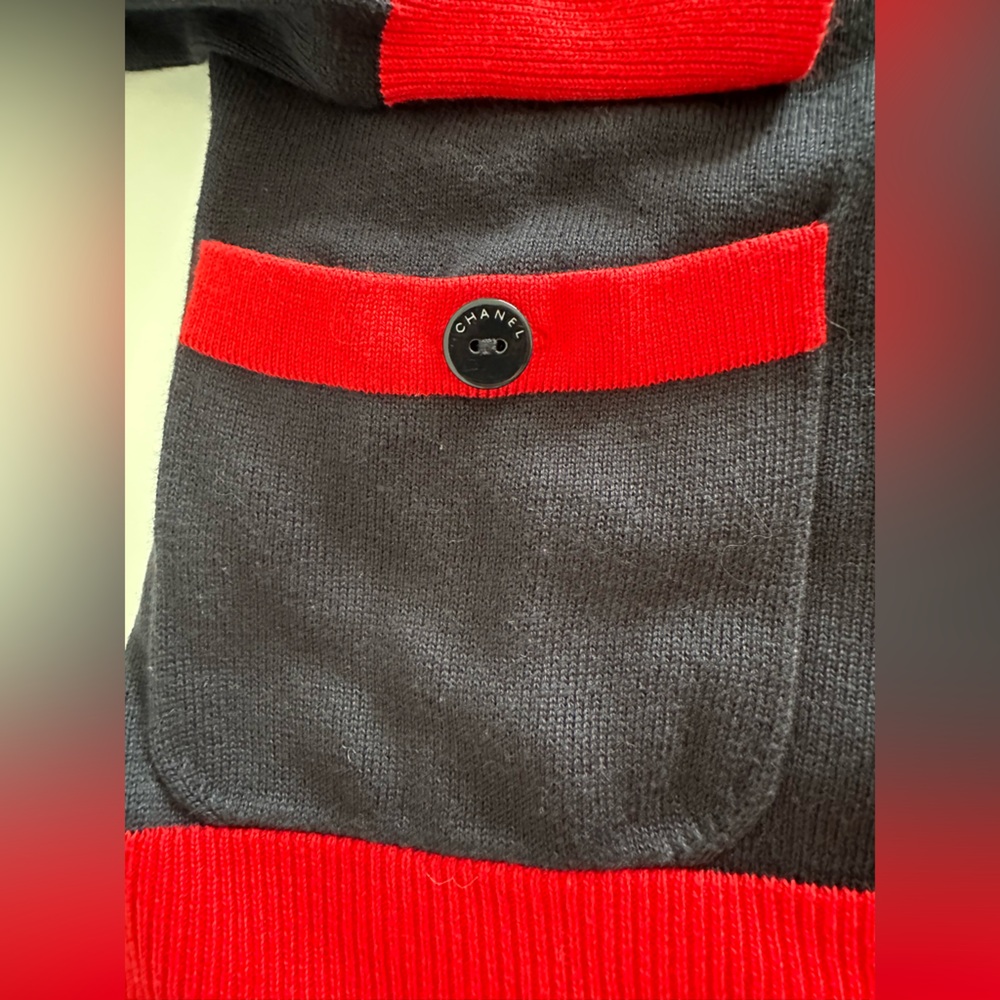 Chanel Navy & Red Cardigan Sweater - image 4